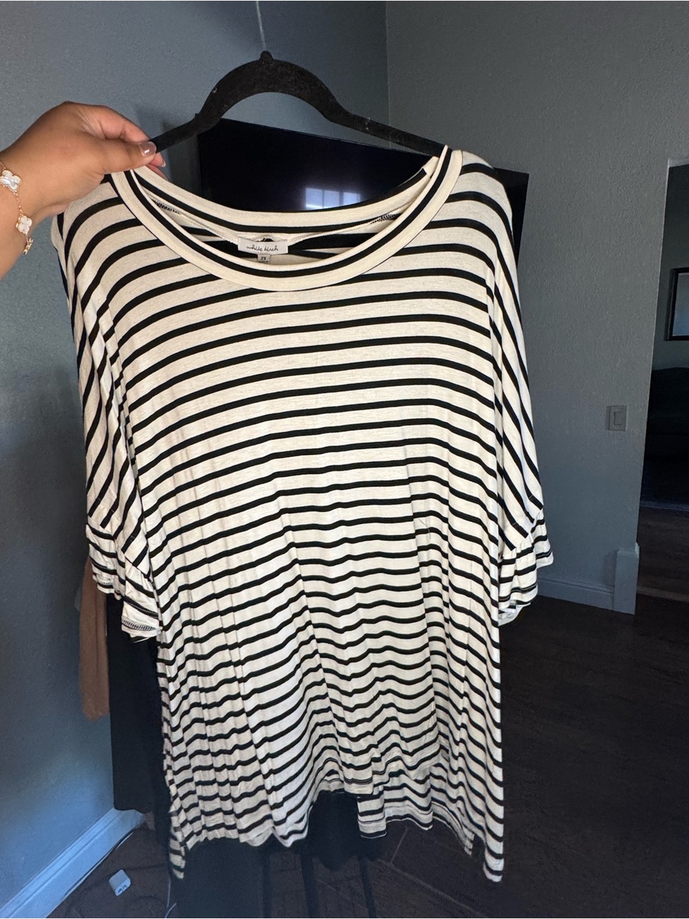 white birch Black & White Striped Short Sleeve Tee